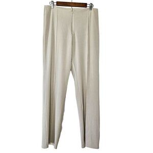 White House Black Market Size 12 Ivory White Polyester Stretch Front Zip Pants